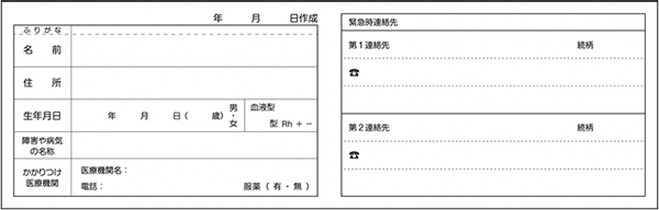 ヘルプカード表面