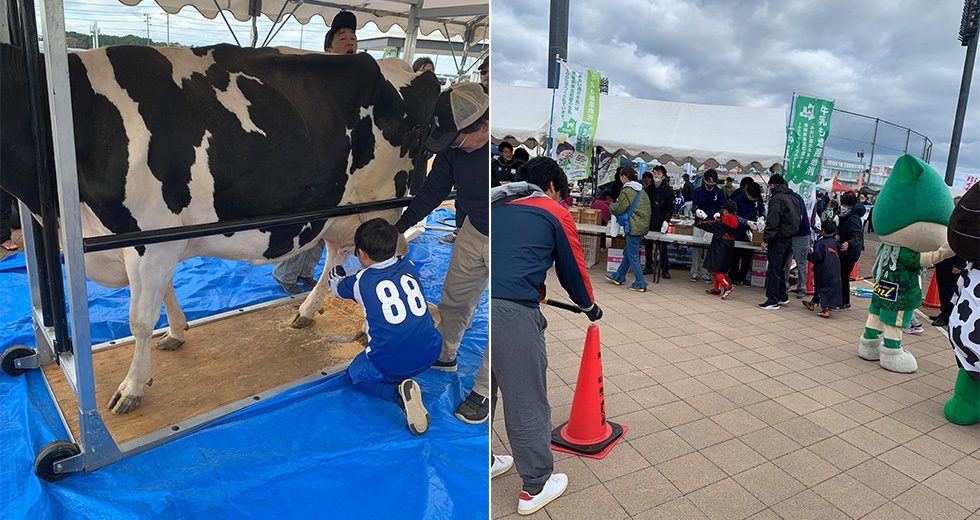 ヴァンラーレ八戸ホームタウンサンクスデーで今年も牛乳の消費促進