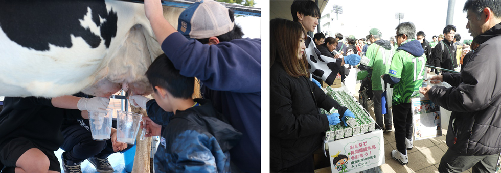 ヴァンラーレ八戸ホームタウンサンクスデーで今年も牛乳の消費促進!